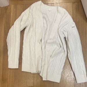 ALO Yoga Cream Cable Knit Cardigan